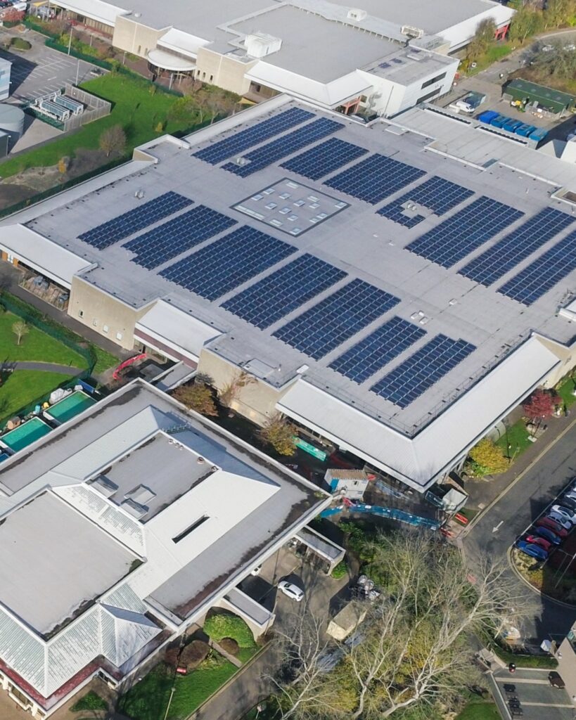 An aerial shot of industrial buildings in Bristol, England